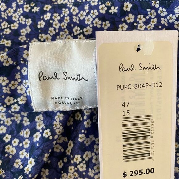 Paul Smith Men Blue Floral Shirt - Picture 5 of 9